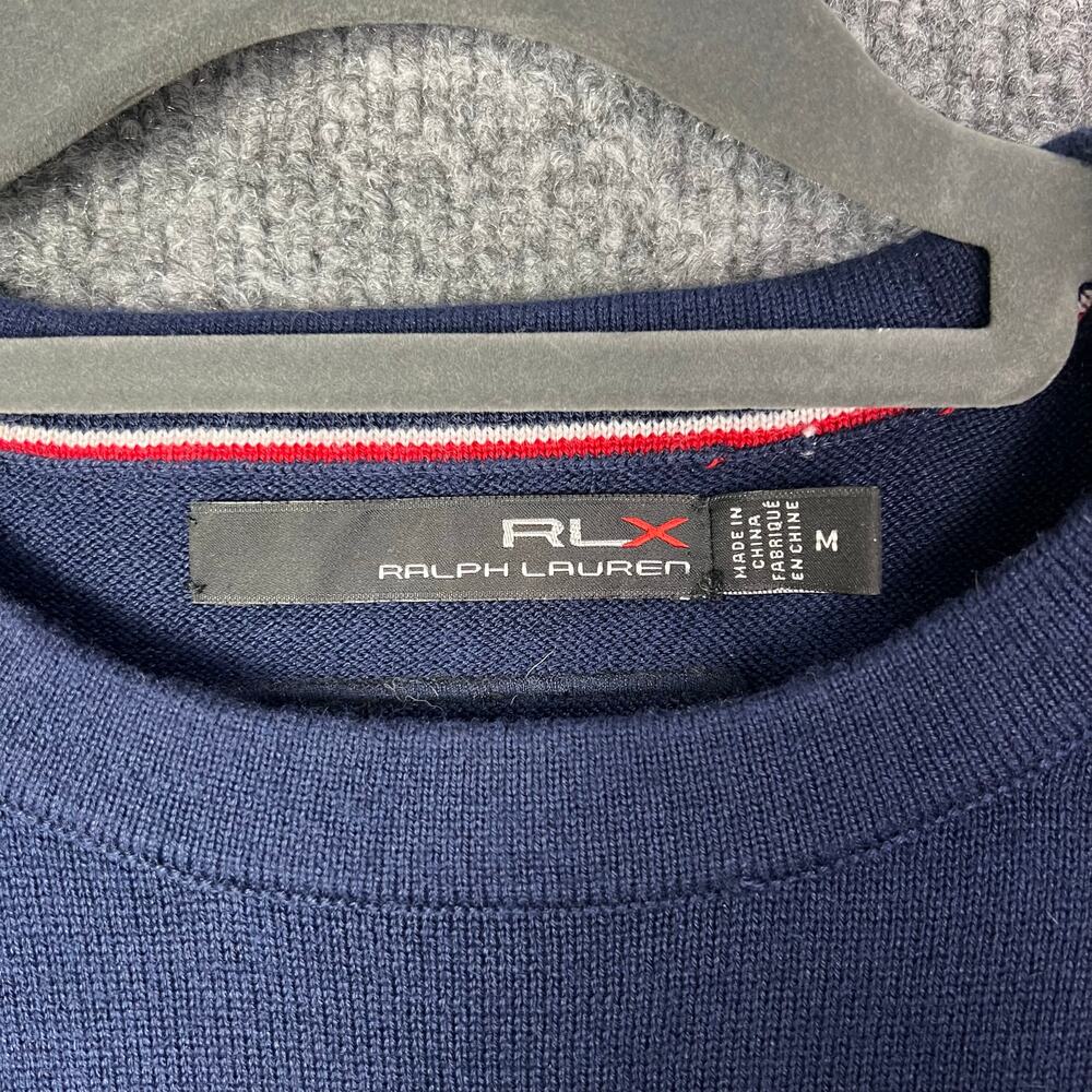 RLX Ralph Lauren Mens‎ M Blue Wool Blend USA 2018 Crew Neck Pullover Sweater - Picture 8 of 11